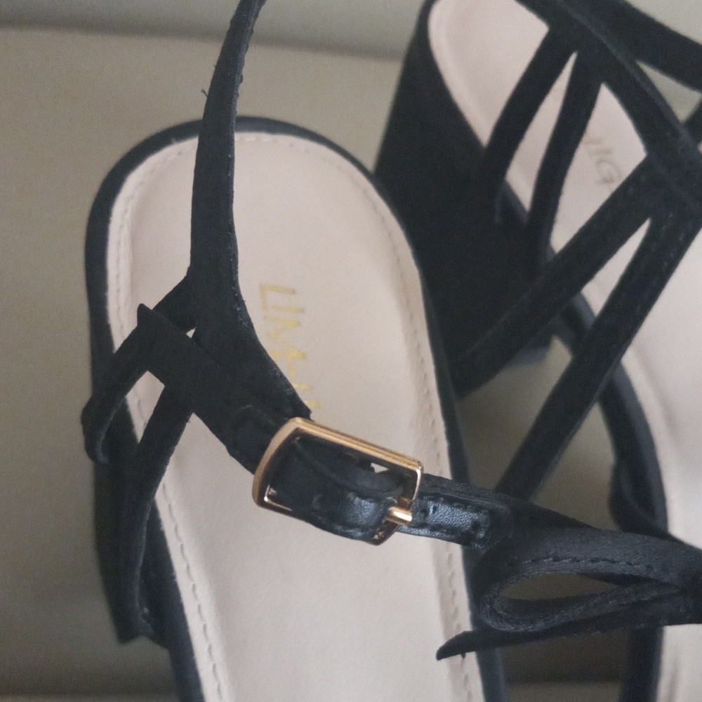 Limelight Black Bow Strappy Block Heel Sandals Size 11 - Picture 10 of 16